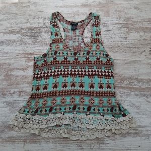 Rue21 Racerback Bohemian Lacey Flowy Tank Top